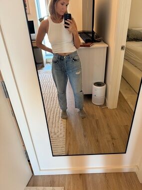 GRLFRND Light Wash Distressed Boyfriend Jeans